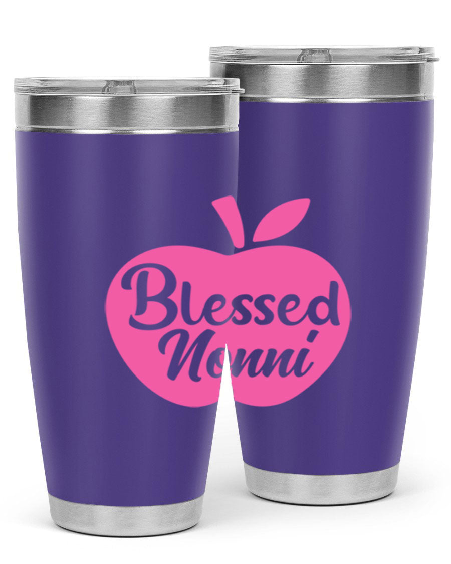 Blessed Nonni 58# Tumbler featuring a stylish design, double wall vacuum stainless steel, and a press-in drink-thru lid.