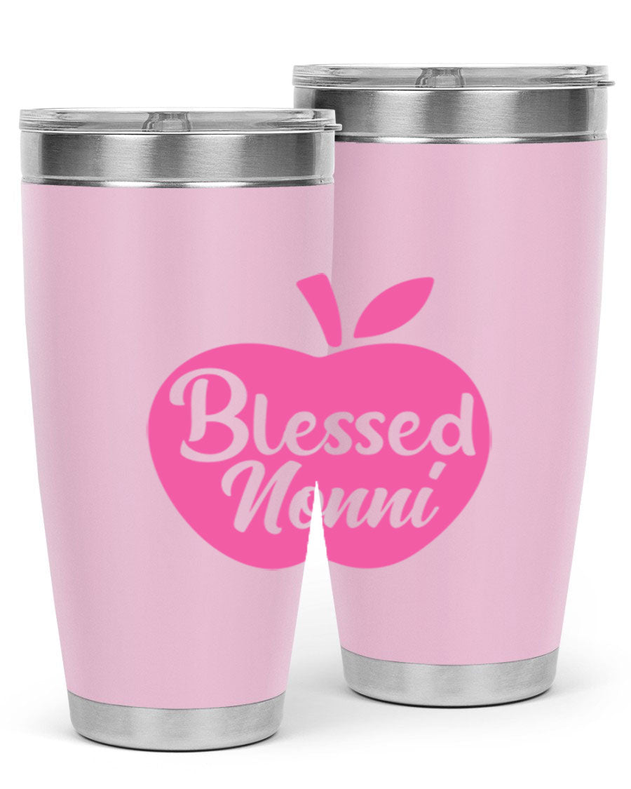 Blessed Nonni 58# Tumbler featuring a stylish design, double wall vacuum stainless steel, and a press-in drink-thru lid.