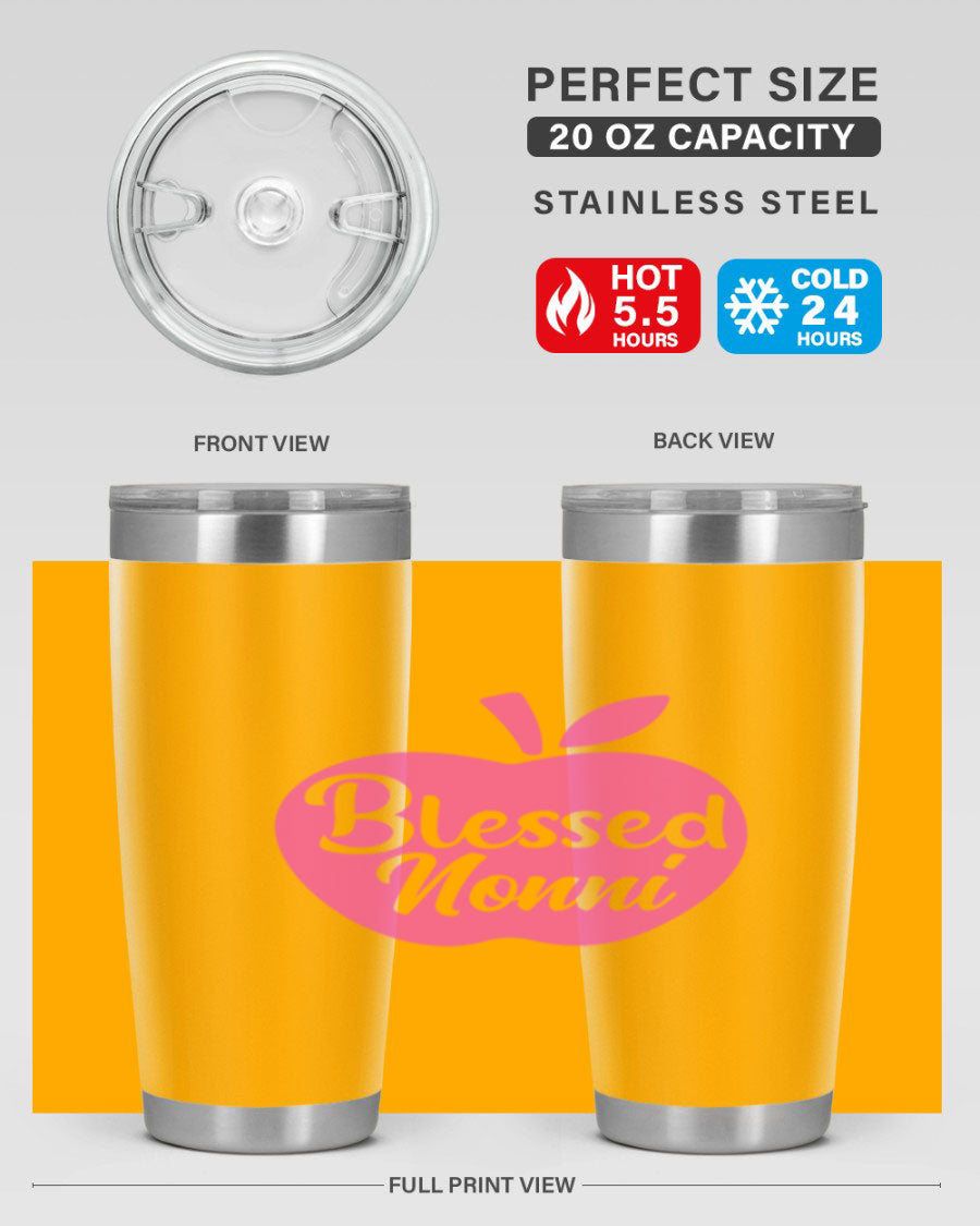 Blessed Nonni 58# Tumbler featuring a stylish design, double wall vacuum stainless steel, and a press-in drink-thru lid.