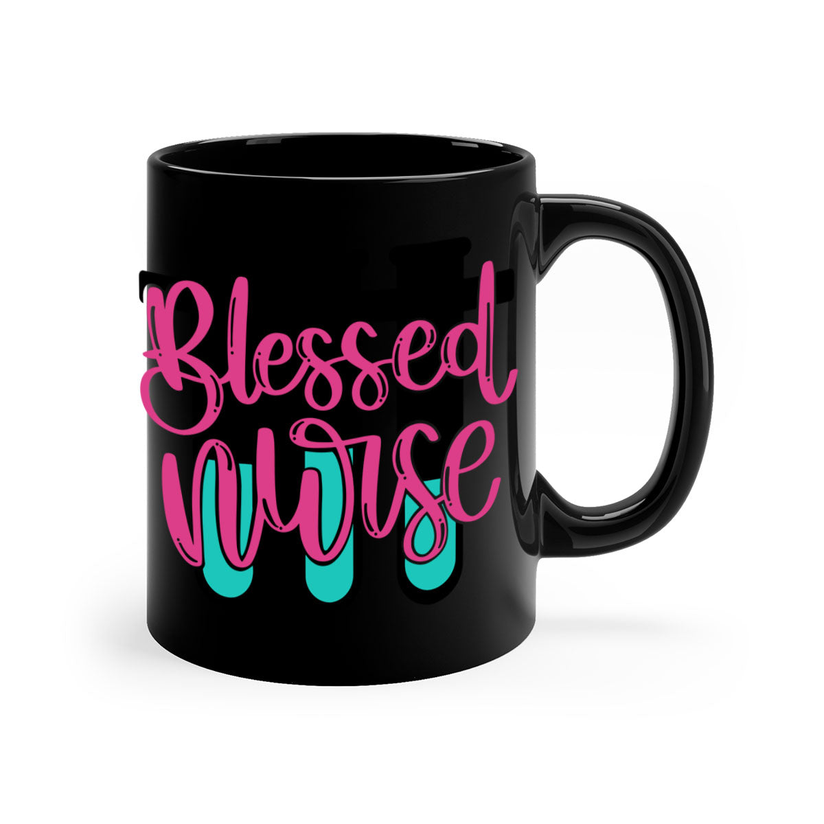 A two-tone Blessed Nurse Style 218# Mug featuring a colored handle and glossy finish, available in multiple colors and sizes.