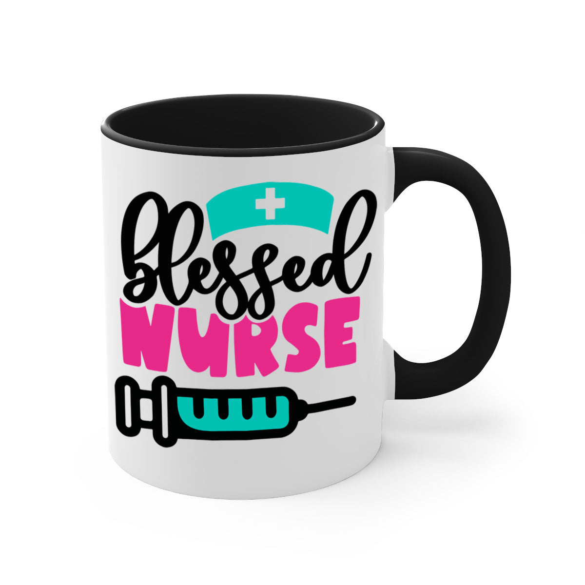 Blessed Nurse Style 219# Mug with colorful handle and glossy finish, available in multiple colors and sizes.