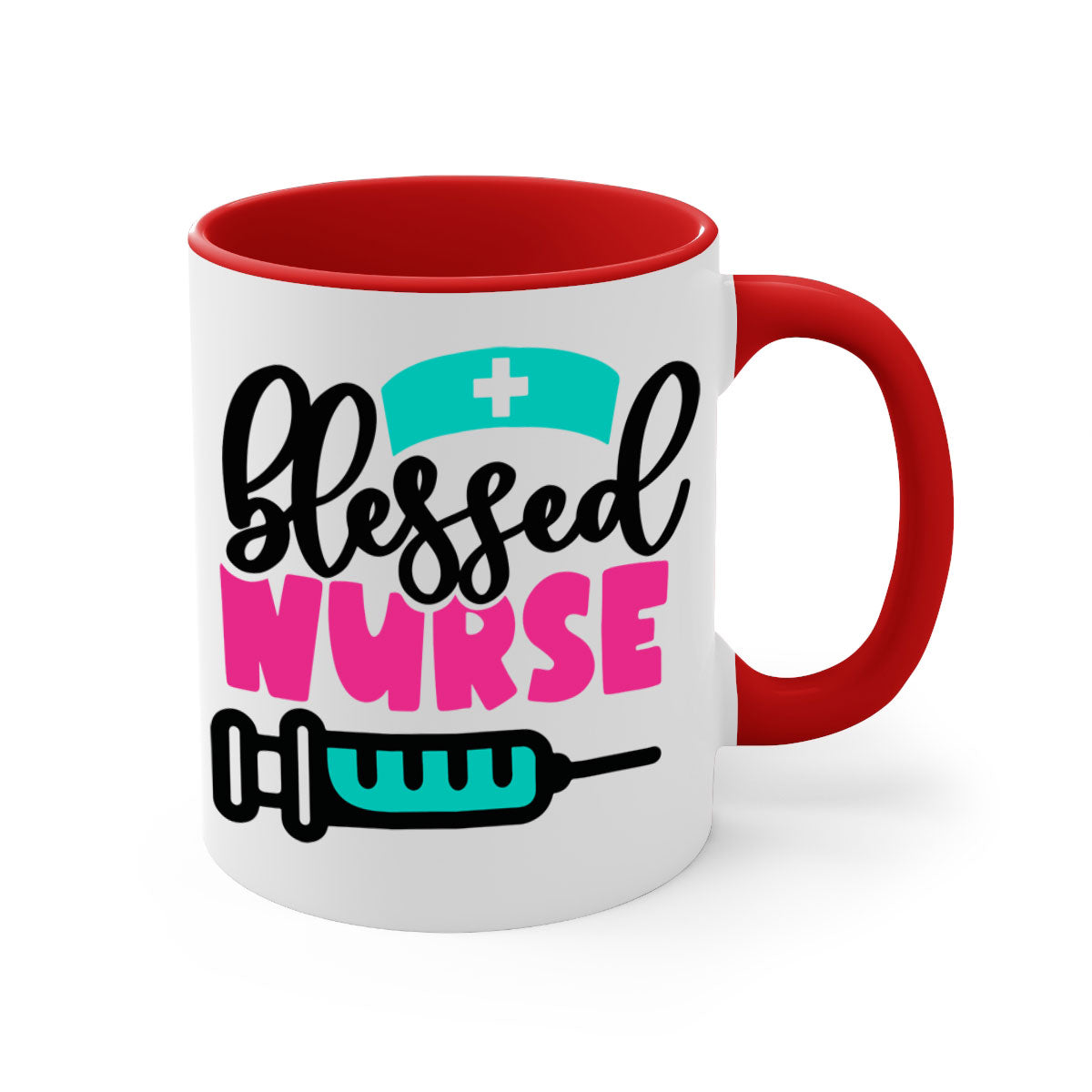 Blessed Nurse Style 219# Mug with colorful handle and glossy finish, available in multiple colors and sizes.