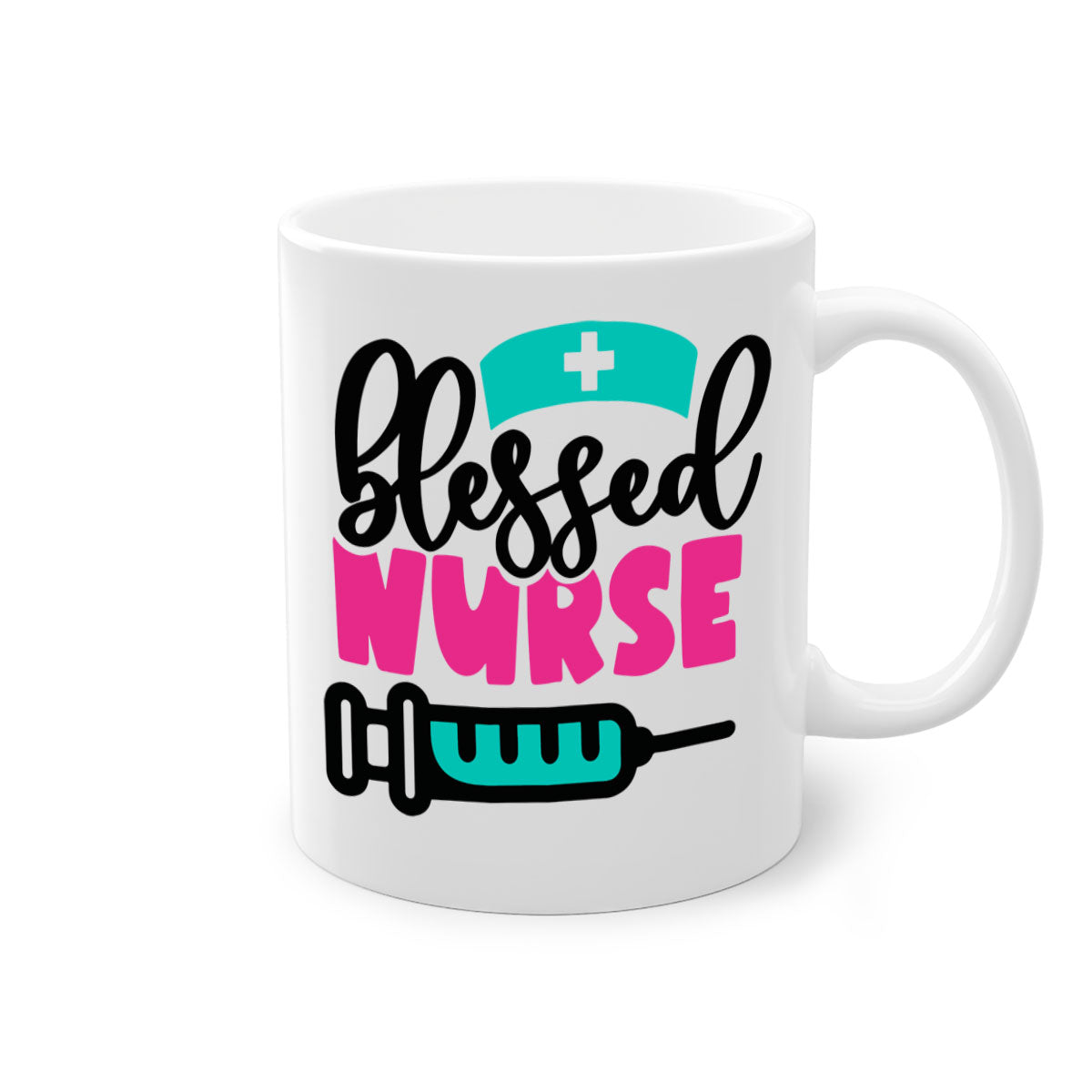 Blessed Nurse Style 219# Mug with colorful handle and glossy finish, available in multiple colors and sizes.