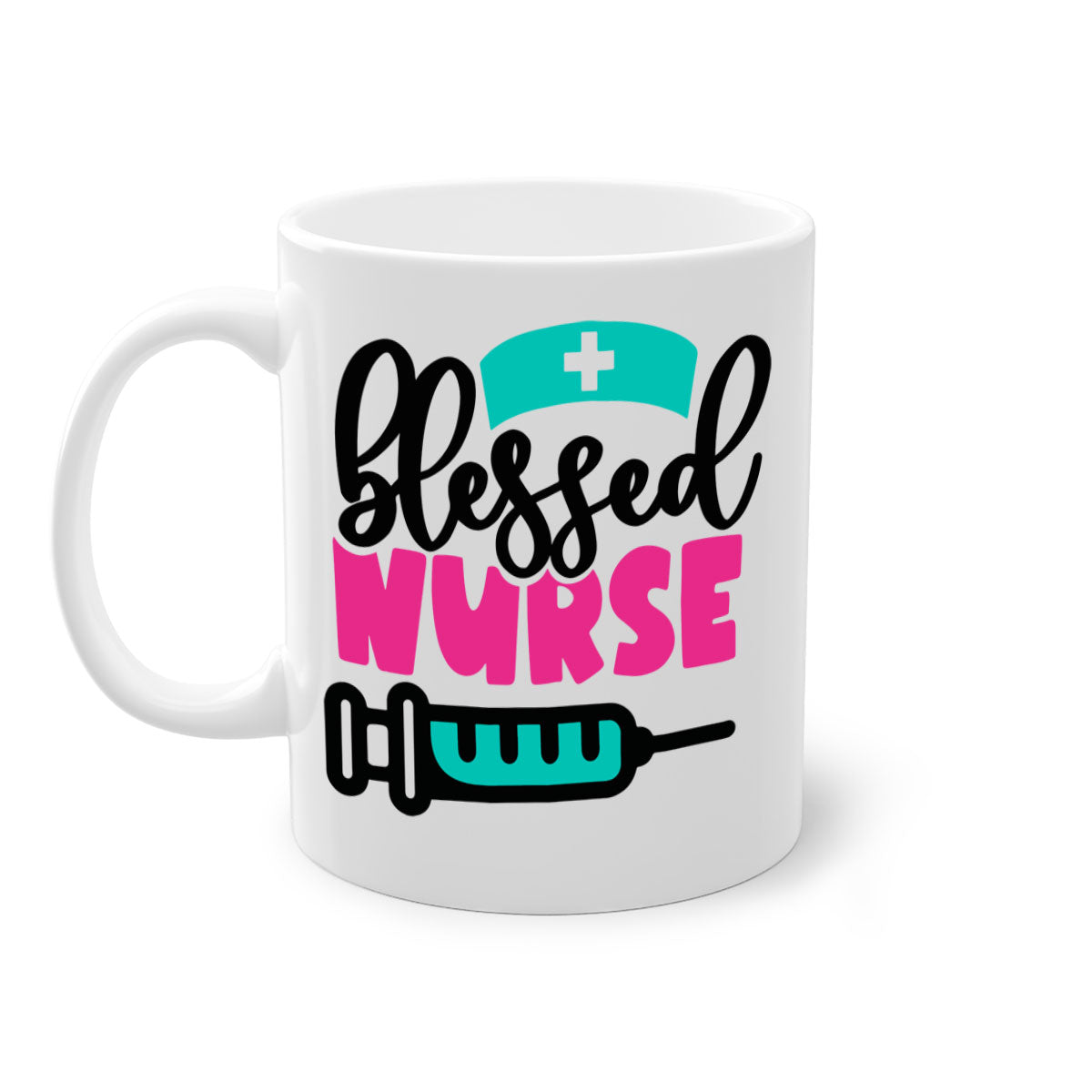 Blessed Nurse Style 219# Mug with colorful handle and glossy finish, available in multiple colors and sizes.