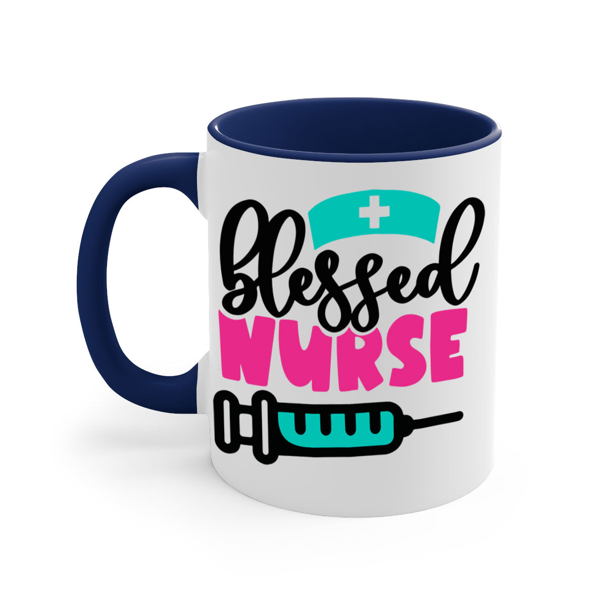 Blessed Nurse Style 219# Mug with colorful handle and glossy finish, available in multiple colors and sizes.