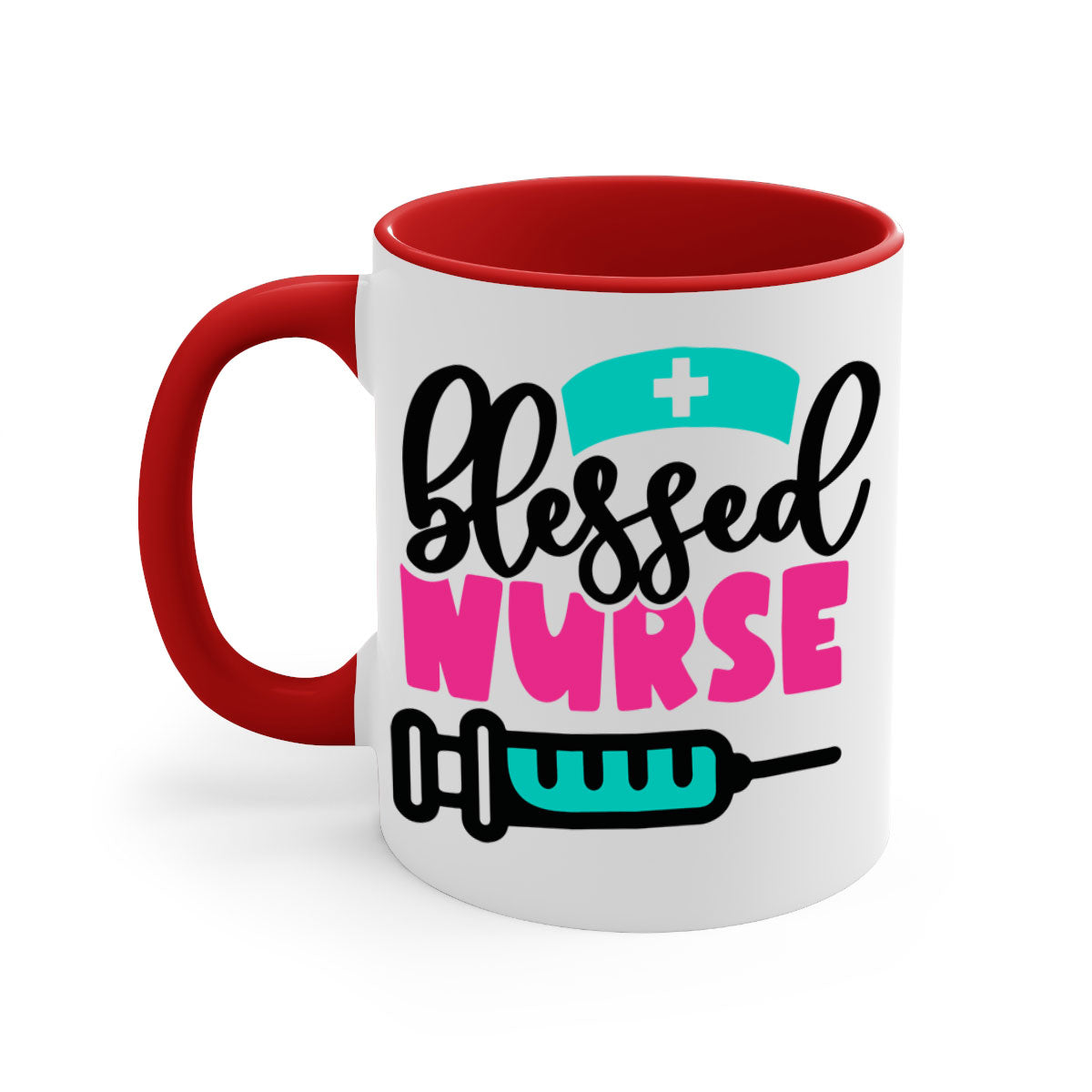 Blessed Nurse Style 219# Mug with colorful handle and glossy finish, available in multiple colors and sizes.