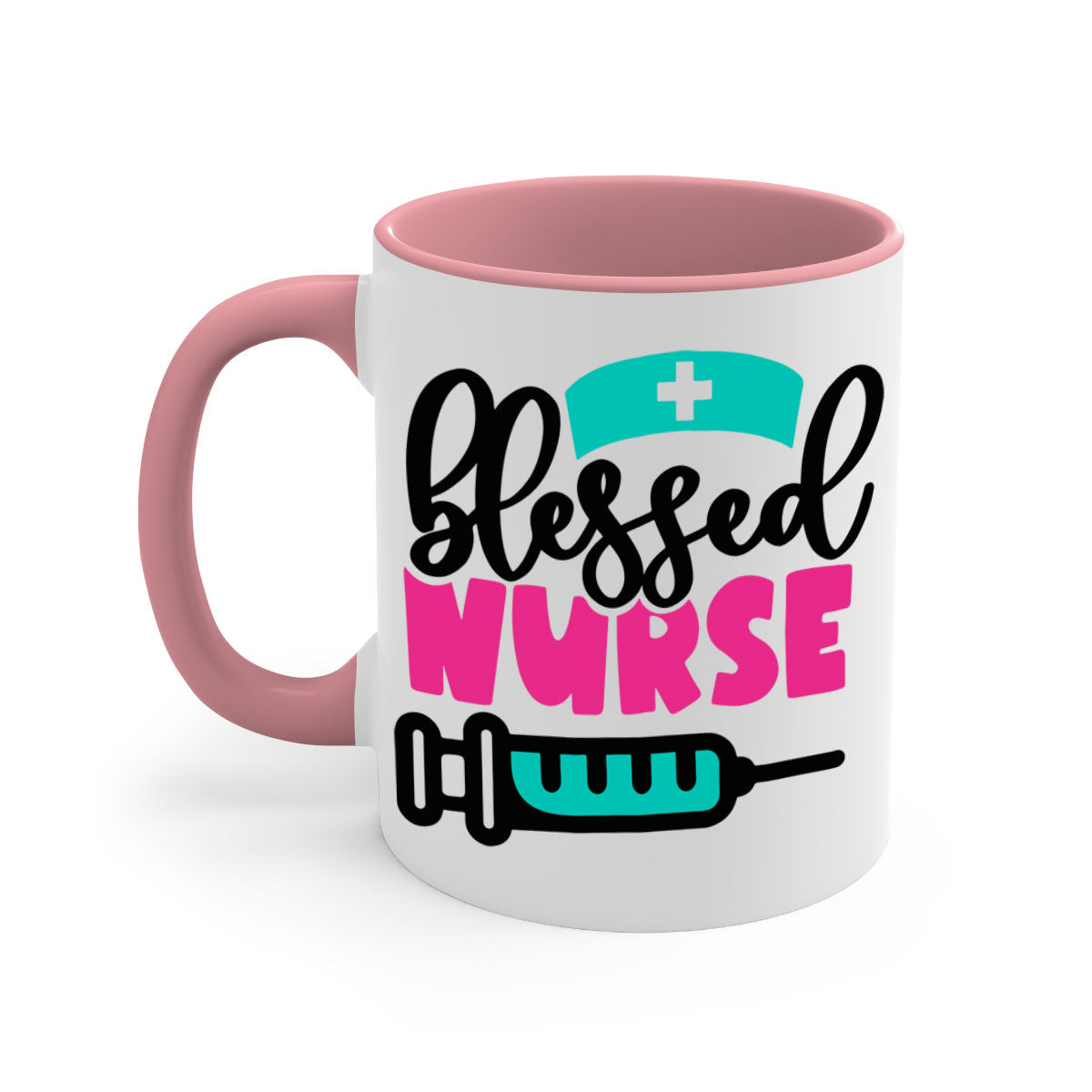 Blessed Nurse Style 219# Mug with colorful handle and glossy finish, available in multiple colors and sizes.