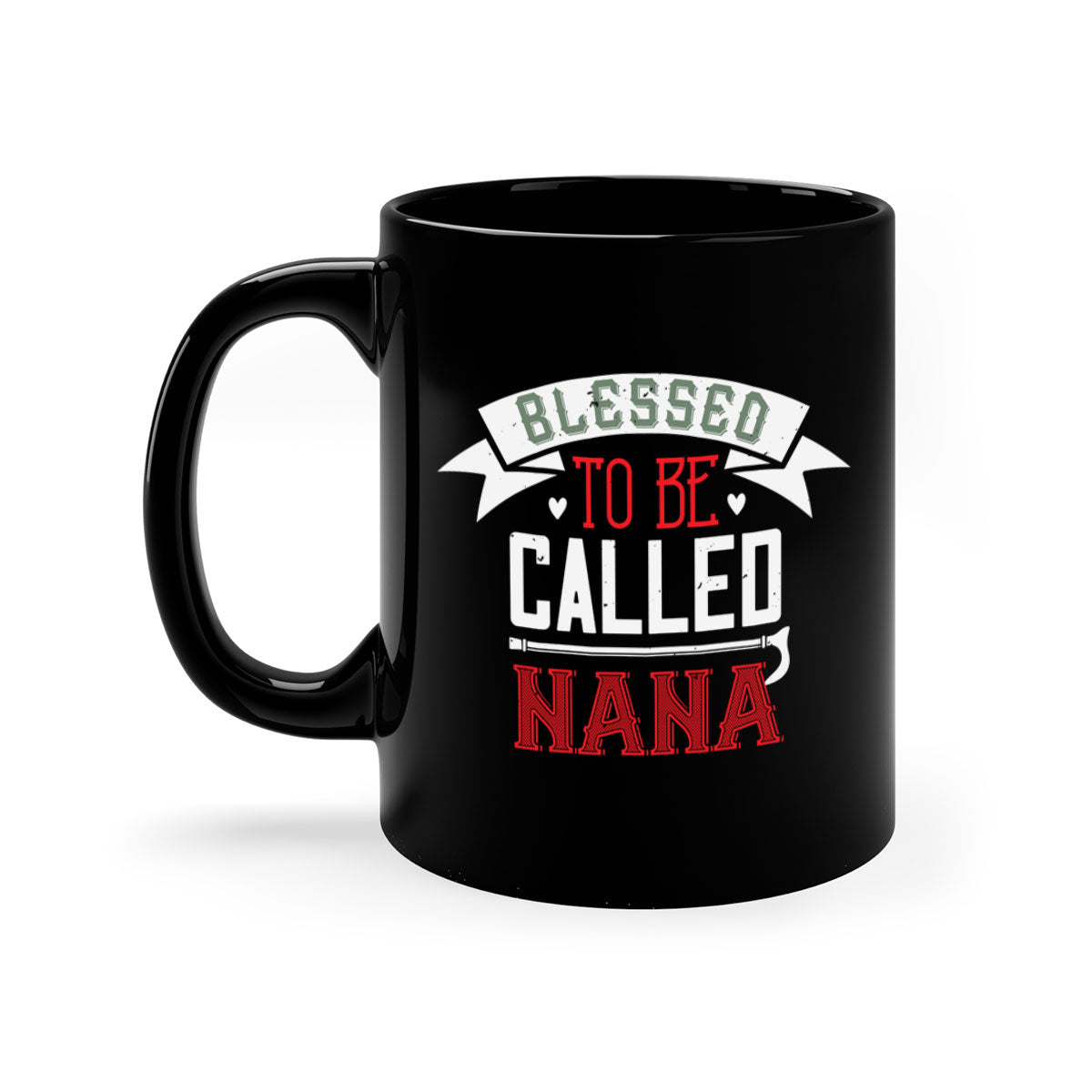 A two-tone ceramic mug with the phrase 'Blessed to be Called Nana', featuring a colored handle and glossy finish, available in multiple colors.