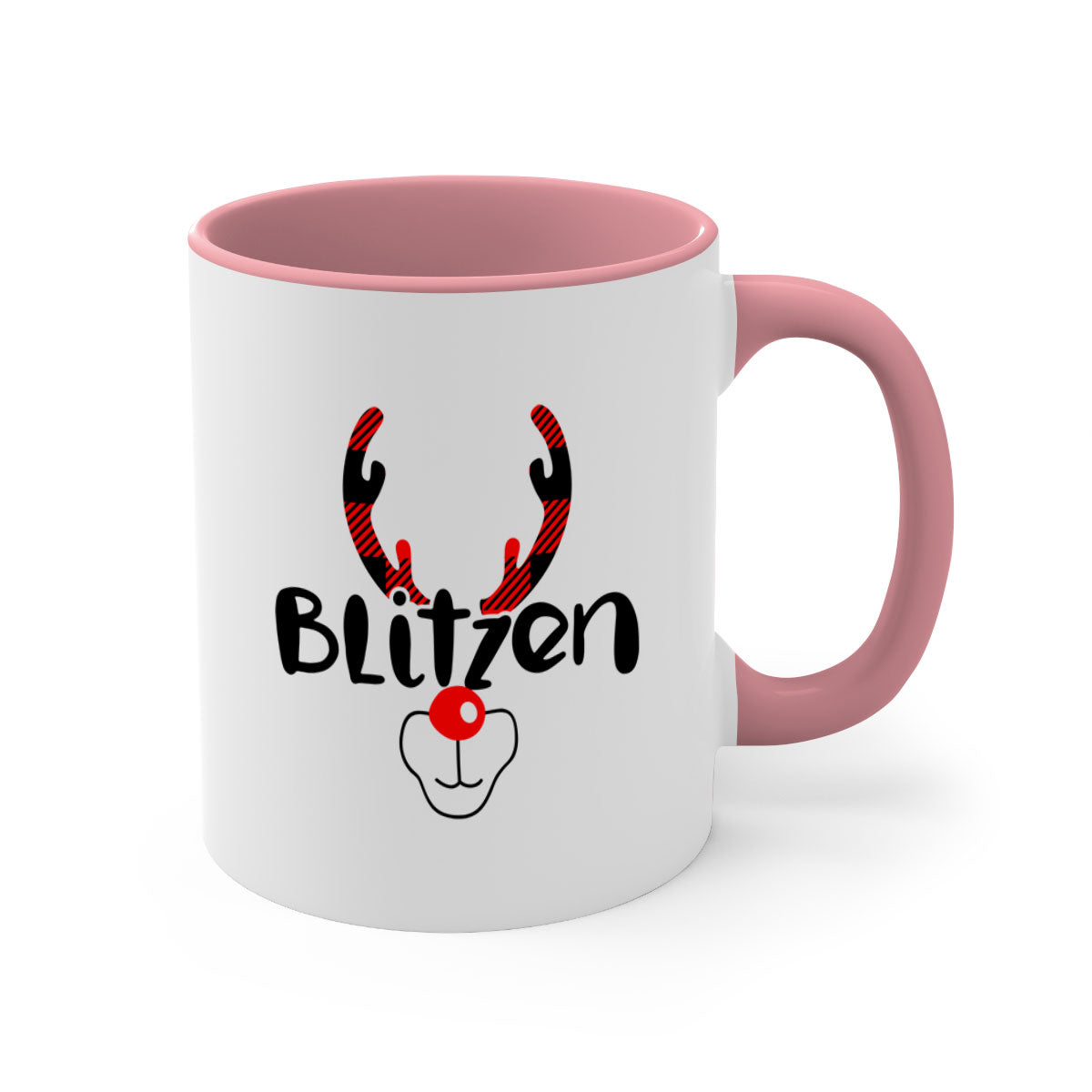 Blitzenreindeer style 30# Christmas mug with a glossy finish, featuring a colored handle and interior, available in multiple colors.