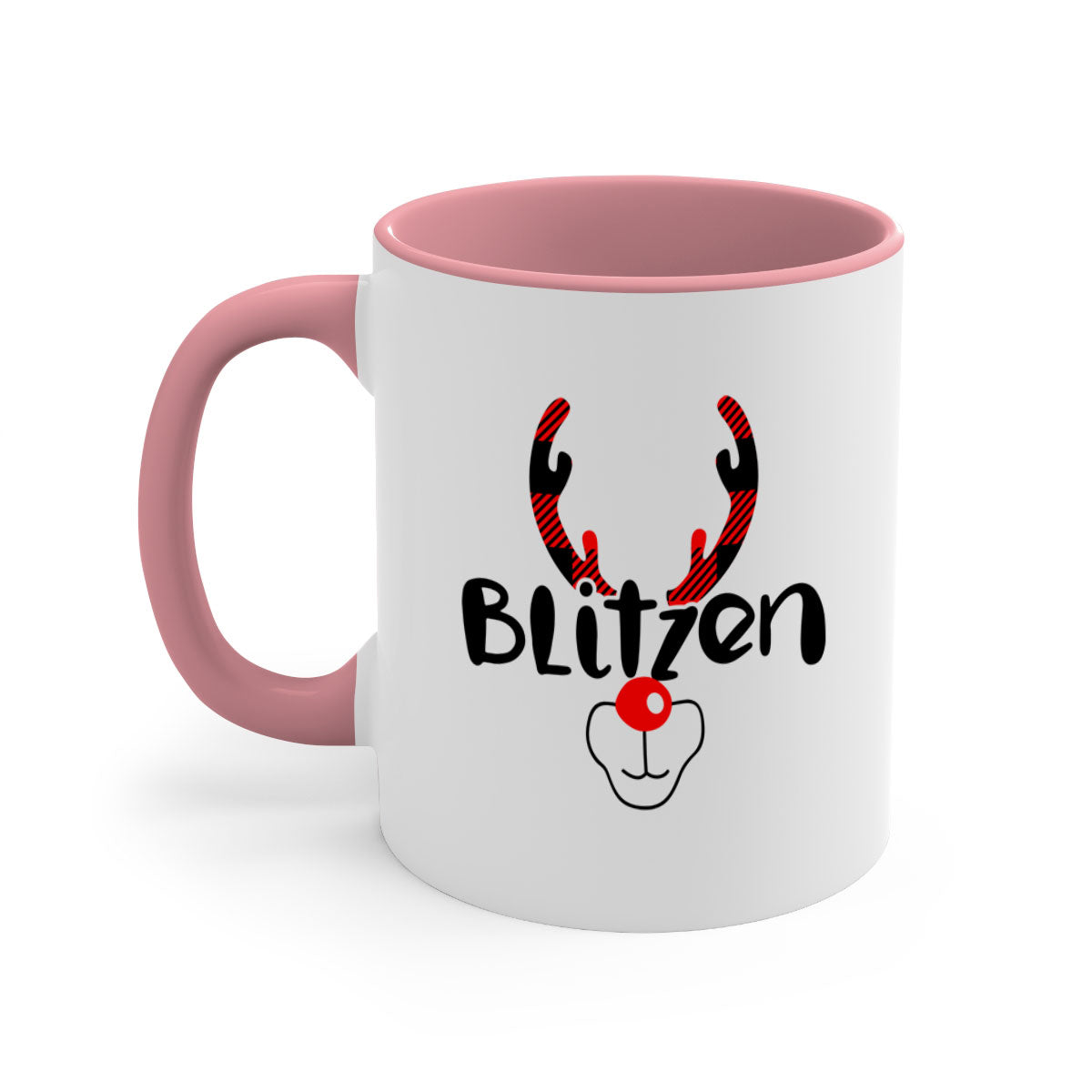 Blitzenreindeer style 30# Christmas mug with a glossy finish, featuring a colored handle and interior, available in multiple colors.