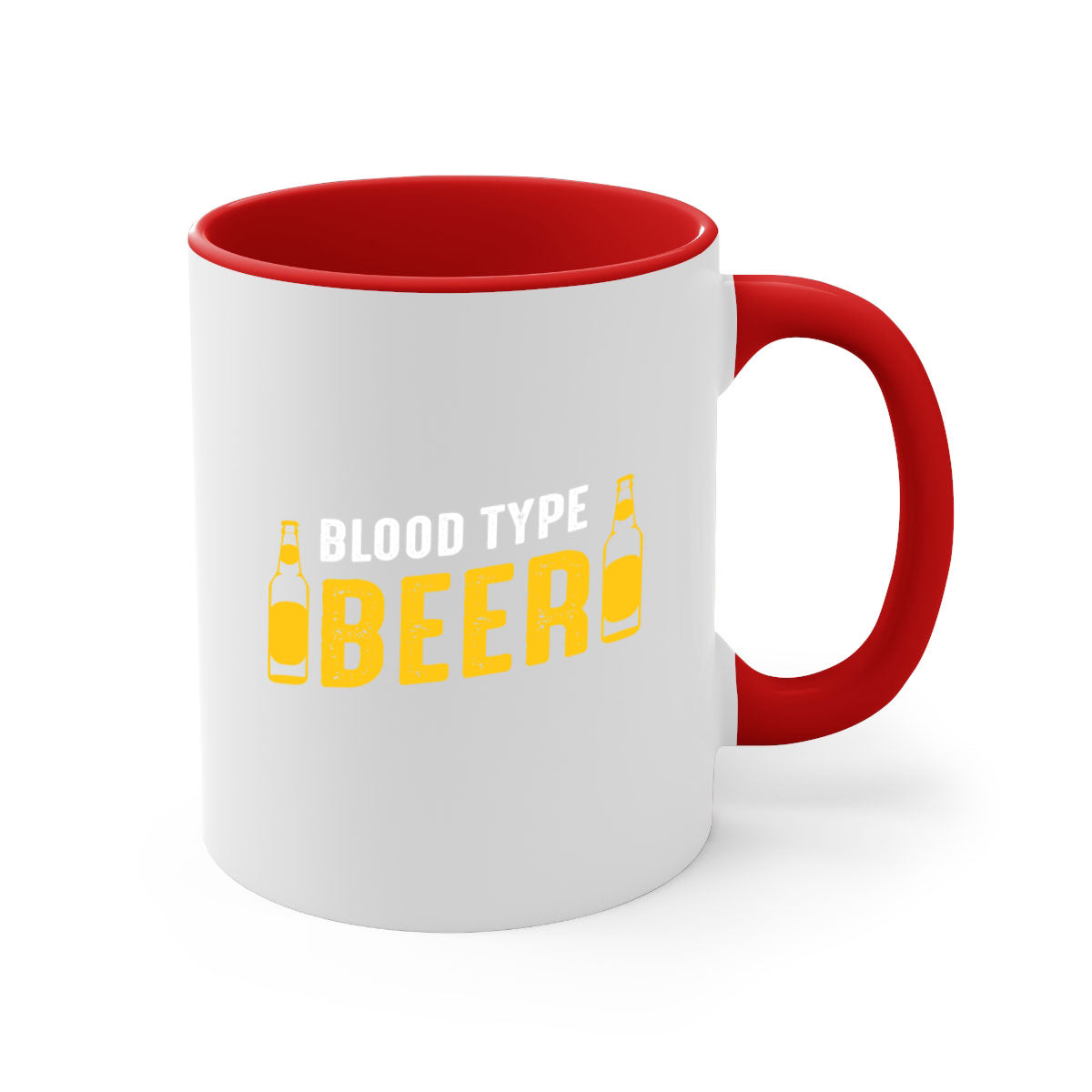 Blood type beer 144# Mug with colorful handle and interior, showcasing glossy ceramic finish.