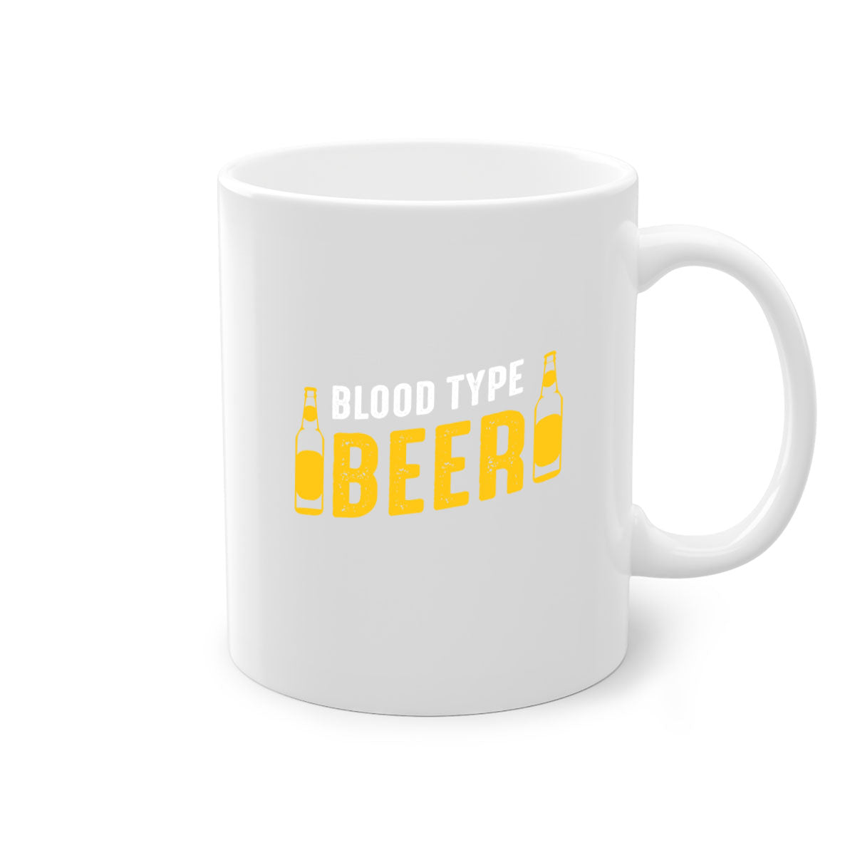 Blood type beer 144# Mug with colorful handle and interior, showcasing glossy ceramic finish.