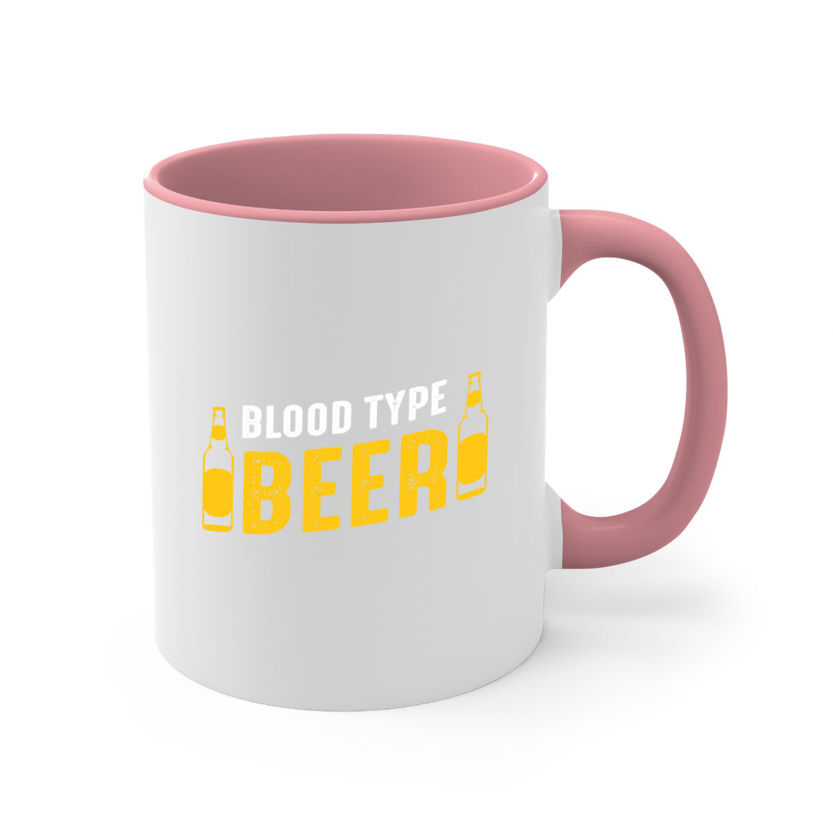 Blood type beer 144# Mug with colorful handle and interior, showcasing glossy ceramic finish.