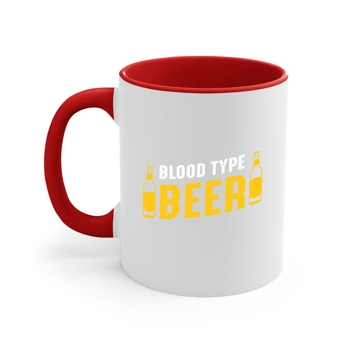 Blood type beer 144# Mug with colorful handle and interior, showcasing glossy ceramic finish.