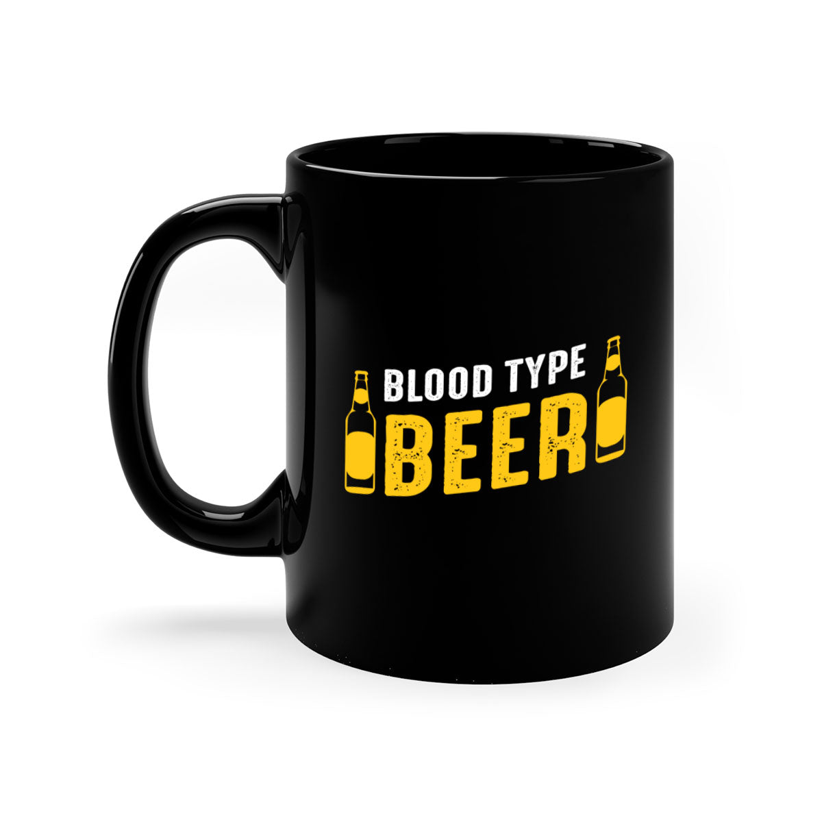 Blood type beer 144# Mug with colorful handle and interior, showcasing glossy ceramic finish.