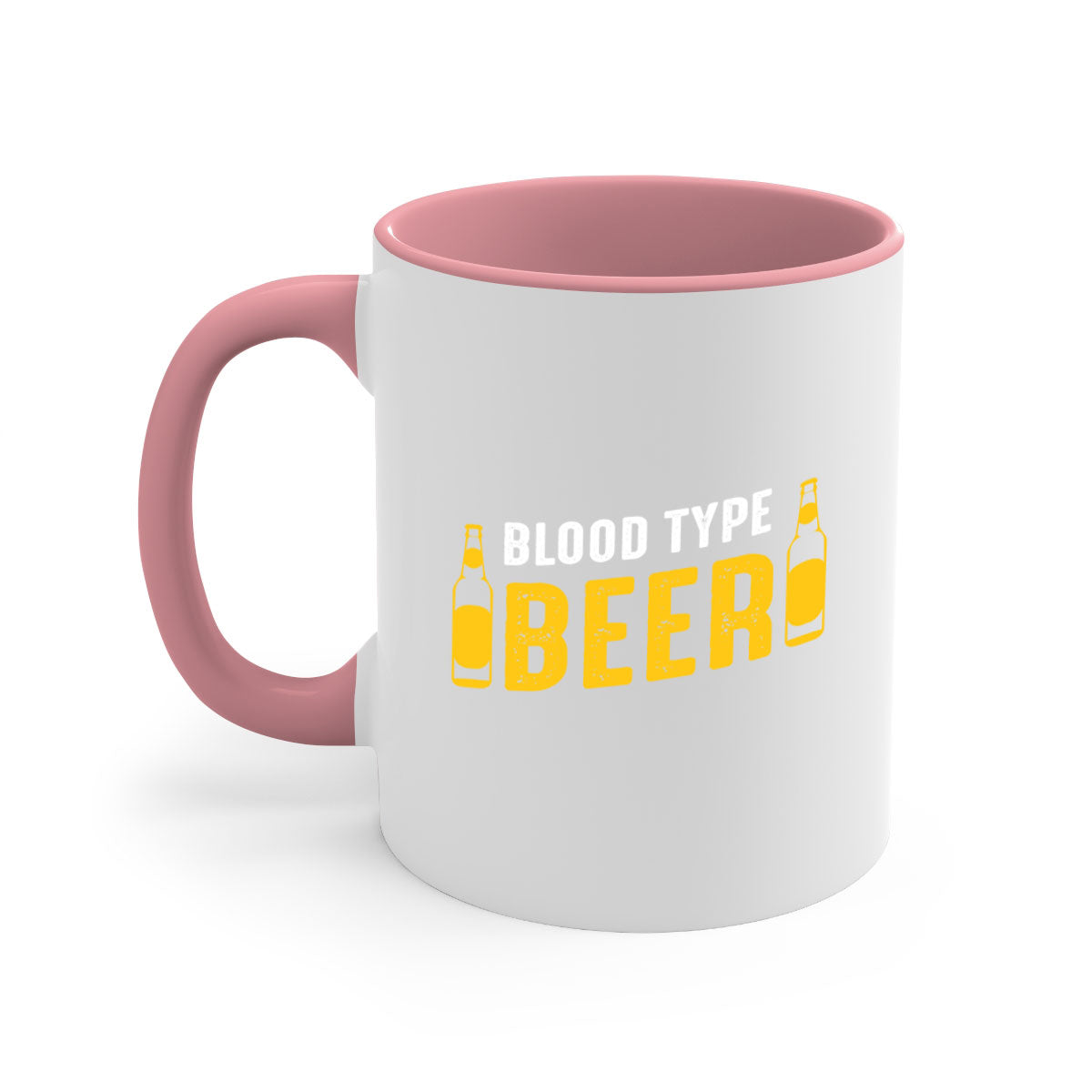 Blood type beer 144# Mug with colorful handle and interior, showcasing glossy ceramic finish.