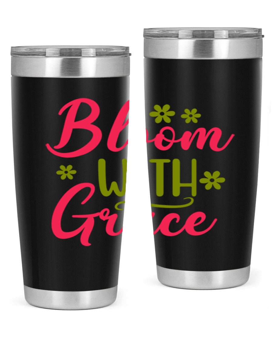 Bloom With Grace 20oz Tumbler featuring double wall vacuum stainless steel and a stylish design, perfect for hot and cold beverages.