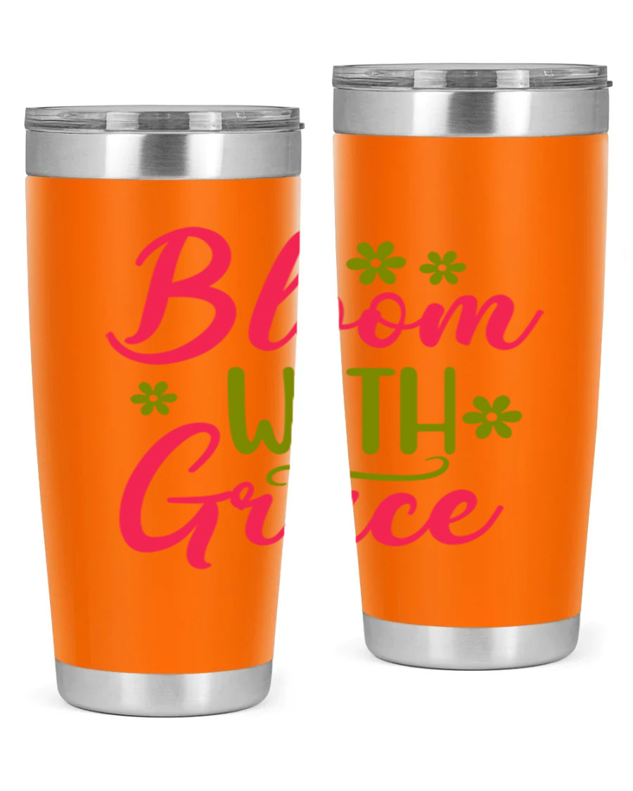 Bloom With Grace 20oz Tumbler featuring double wall vacuum stainless steel and a stylish design, perfect for hot and cold beverages.
