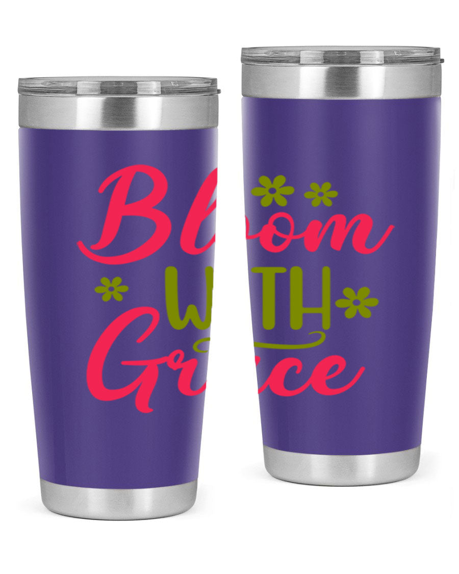 Bloom With Grace 20oz Tumbler featuring double wall vacuum stainless steel and a stylish design, perfect for hot and cold beverages.