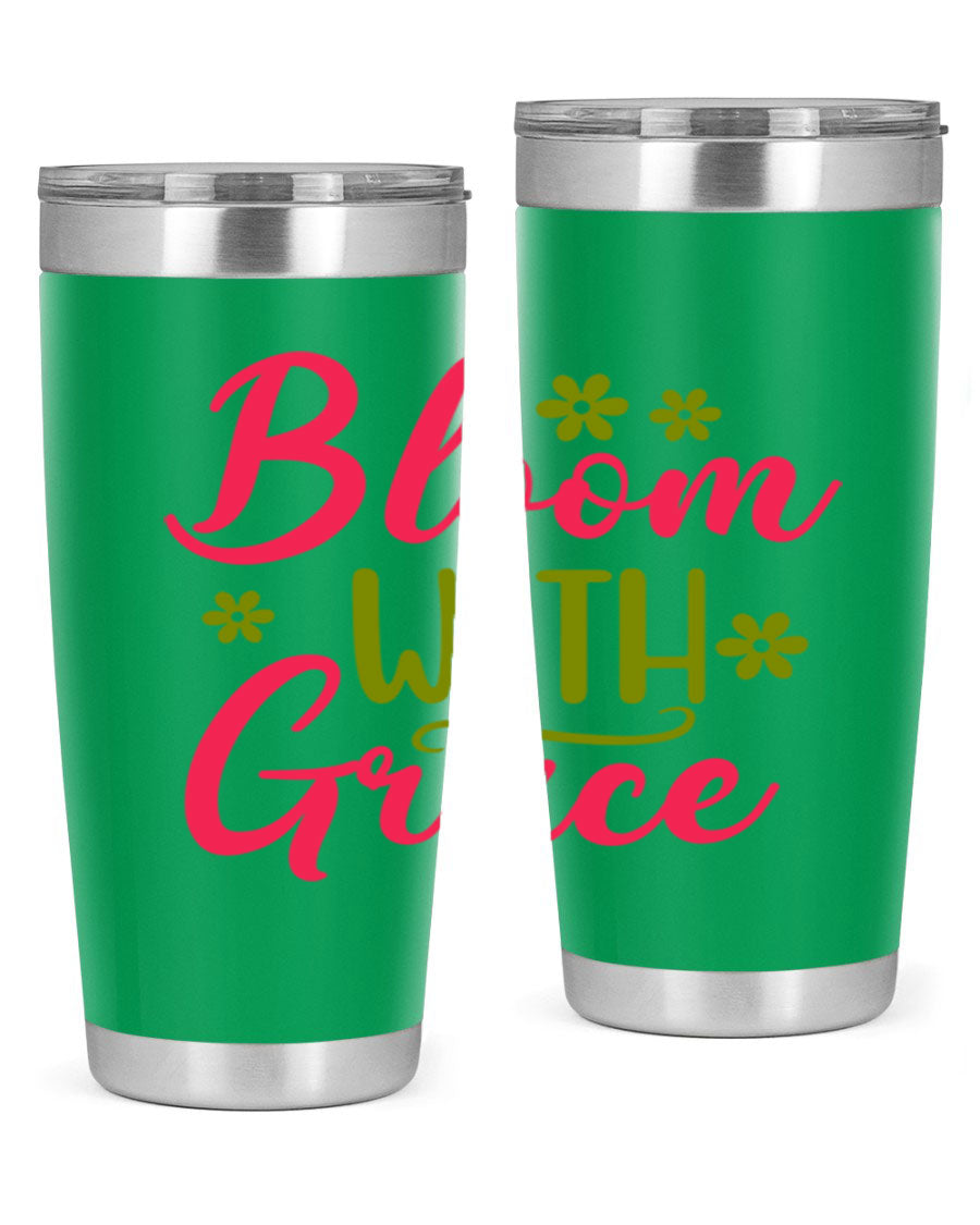 Bloom With Grace 20oz Tumbler featuring double wall vacuum stainless steel and a stylish design, perfect for hot and cold beverages.
