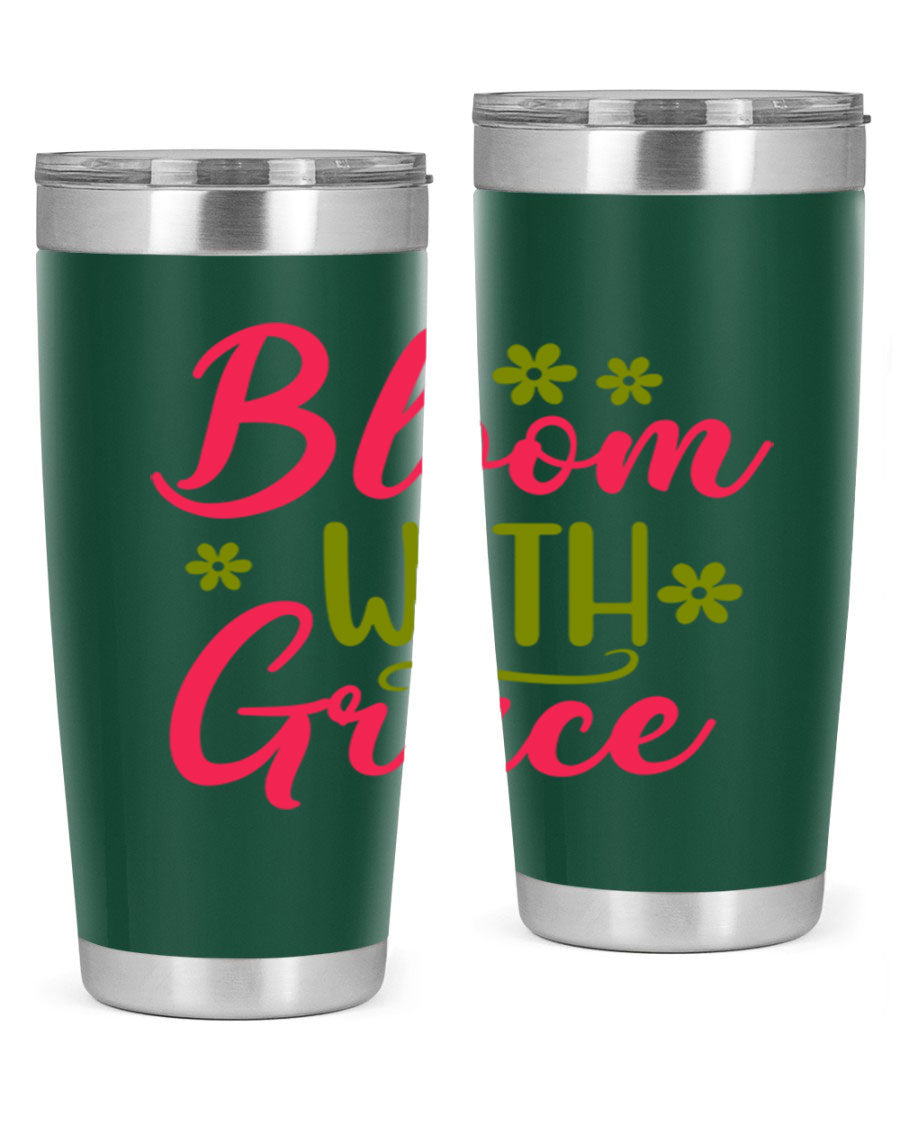 Bloom With Grace 20oz Tumbler featuring double wall vacuum stainless steel and a stylish design, perfect for hot and cold beverages.