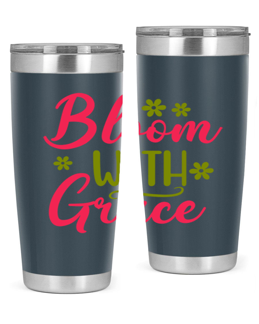 Bloom With Grace 20oz Tumbler featuring double wall vacuum stainless steel and a stylish design, perfect for hot and cold beverages.