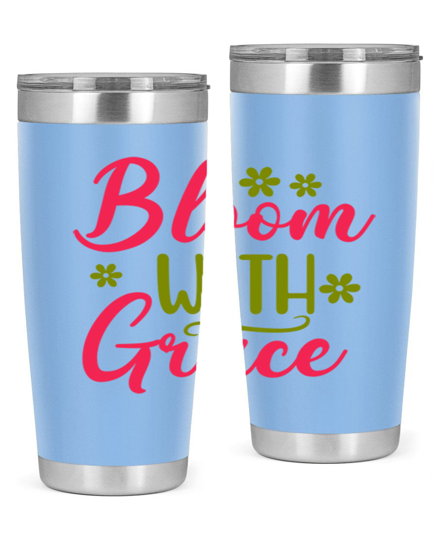 Bloom With Grace 20oz Tumbler featuring double wall vacuum stainless steel and a stylish design, perfect for hot and cold beverages.
