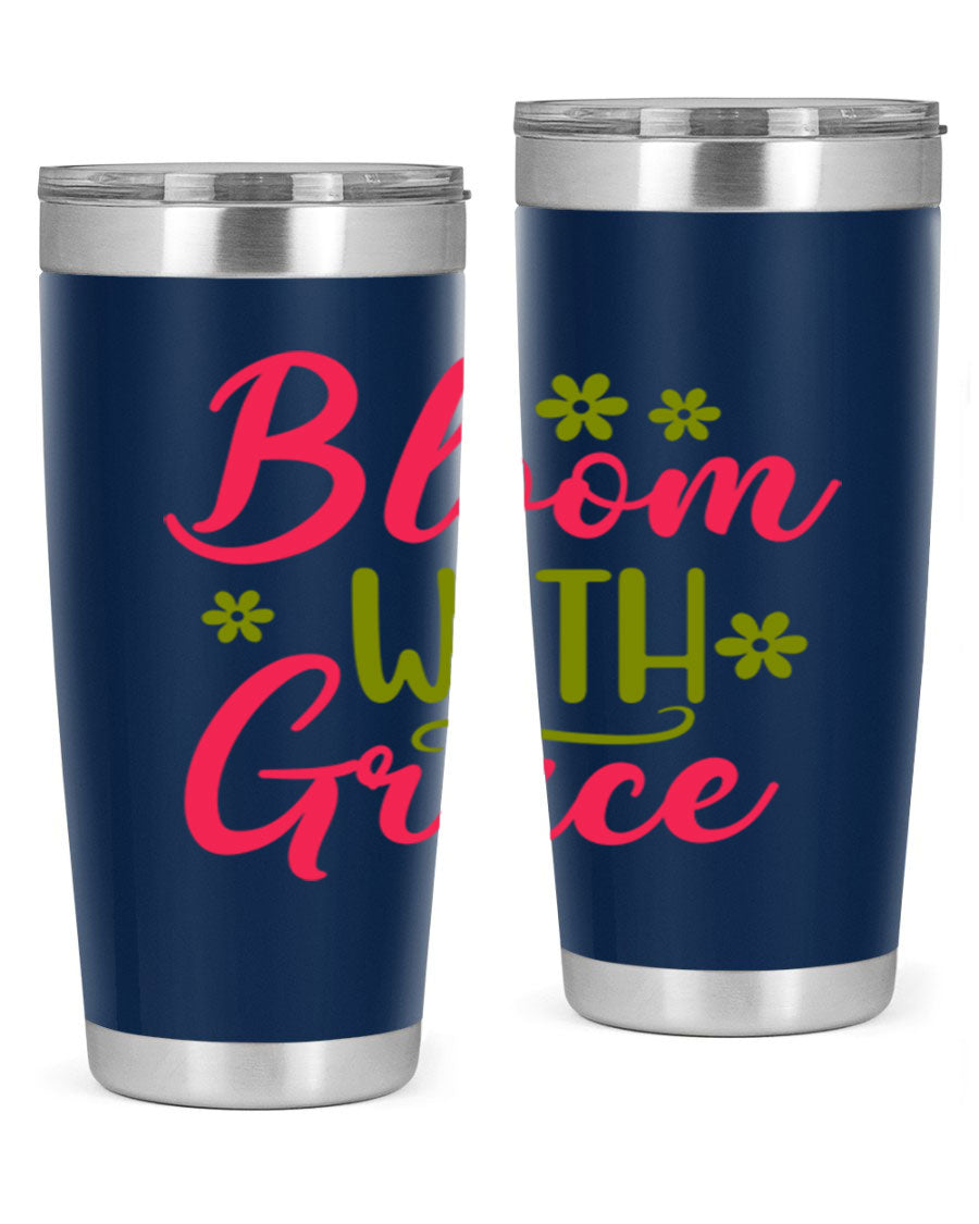 Bloom With Grace 20oz Tumbler featuring double wall vacuum stainless steel and a stylish design, perfect for hot and cold beverages.