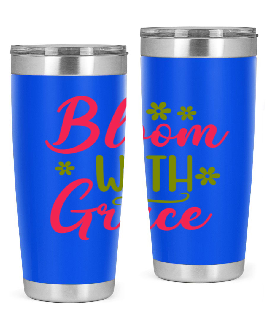 Bloom With Grace 20oz Tumbler featuring double wall vacuum stainless steel and a stylish design, perfect for hot and cold beverages.