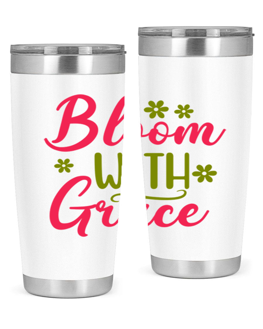 Bloom With Grace 20oz Tumbler featuring double wall vacuum stainless steel and a stylish design, perfect for hot and cold beverages.