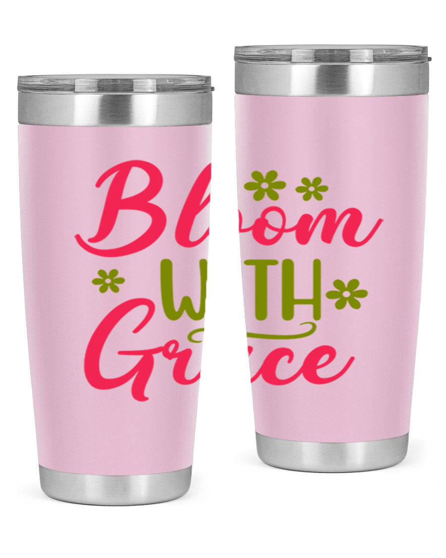 Bloom With Grace 20oz Tumbler featuring double wall vacuum stainless steel and a stylish design, perfect for hot and cold beverages.