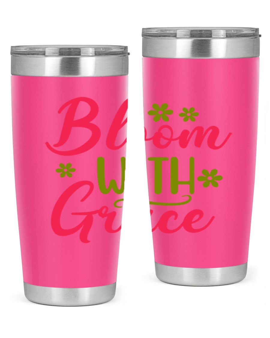 Bloom With Grace 20oz Tumbler featuring double wall vacuum stainless steel and a stylish design, perfect for hot and cold beverages.
