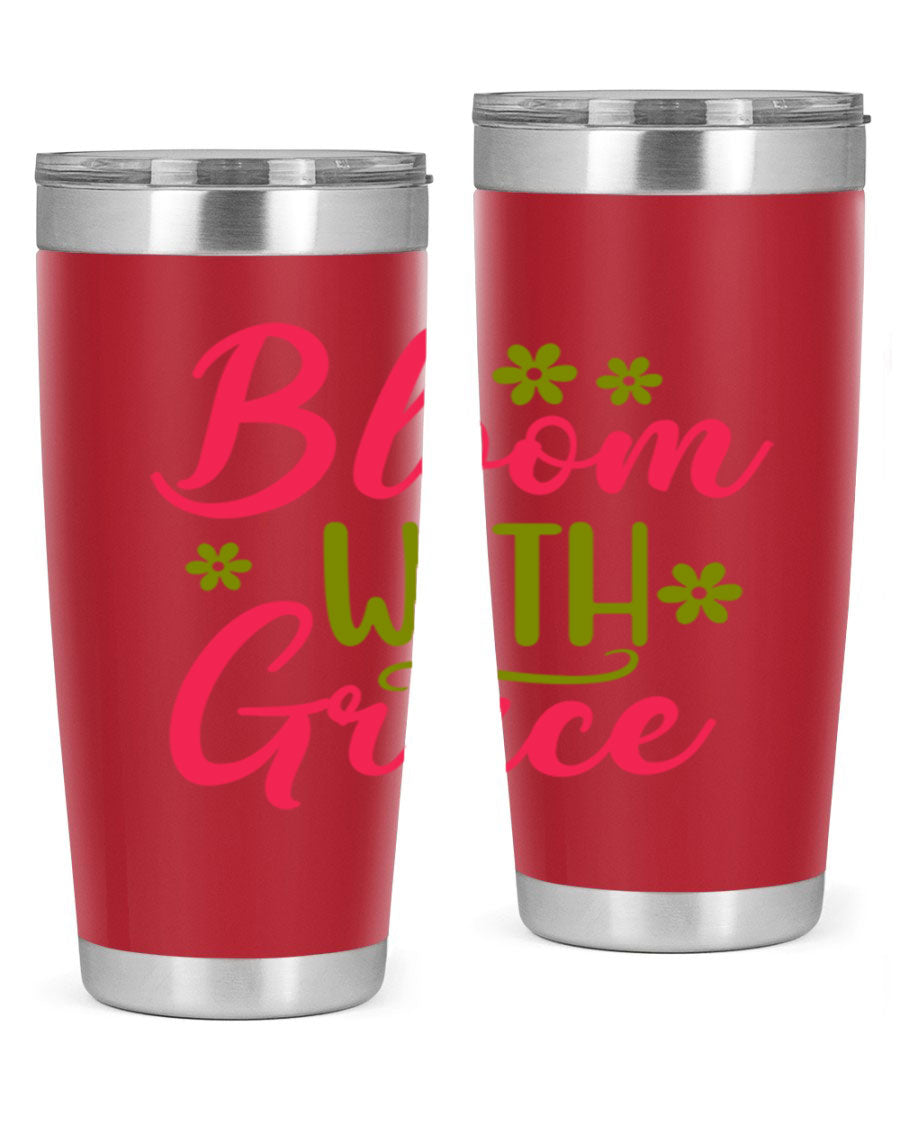 Bloom With Grace 20oz Tumbler featuring double wall vacuum stainless steel and a stylish design, perfect for hot and cold beverages.