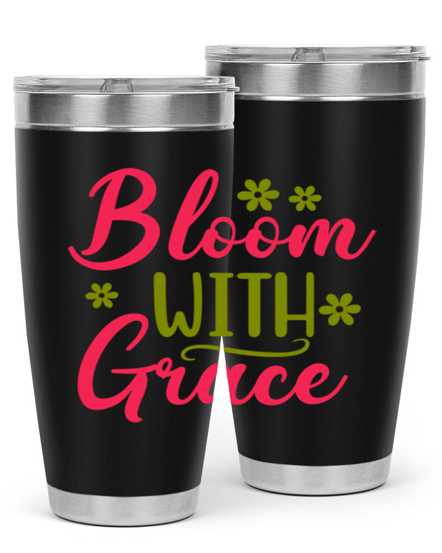 Bloom With Grace 20oz Tumbler featuring double wall vacuum stainless steel and a stylish design, perfect for hot and cold beverages.