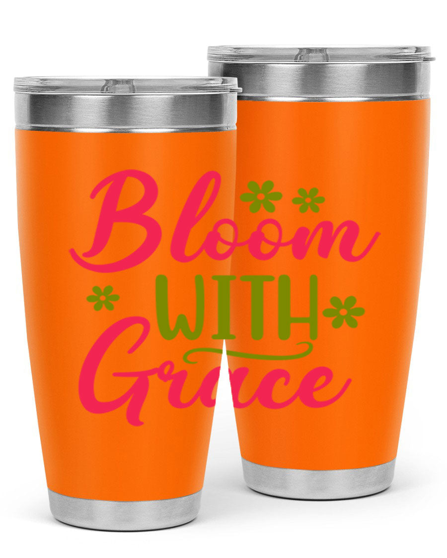 Bloom With Grace 20oz Tumbler featuring double wall vacuum stainless steel and a stylish design, perfect for hot and cold beverages.