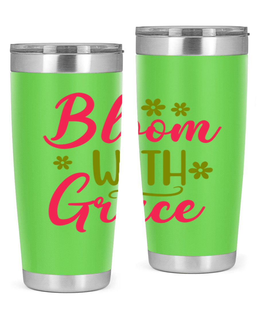 Bloom With Grace 20oz Tumbler featuring double wall vacuum stainless steel and a stylish design, perfect for hot and cold beverages.