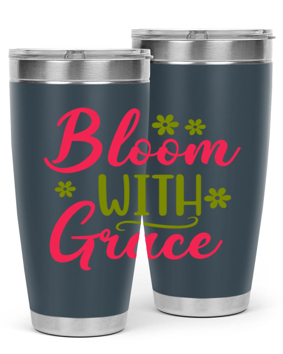 Bloom With Grace 20oz Tumbler featuring double wall vacuum stainless steel and a stylish design, perfect for hot and cold beverages.