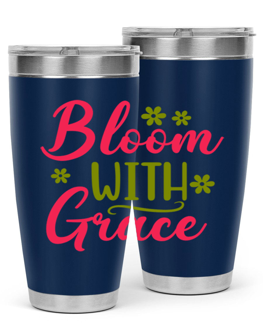 Bloom With Grace 20oz Tumbler featuring double wall vacuum stainless steel and a stylish design, perfect for hot and cold beverages.