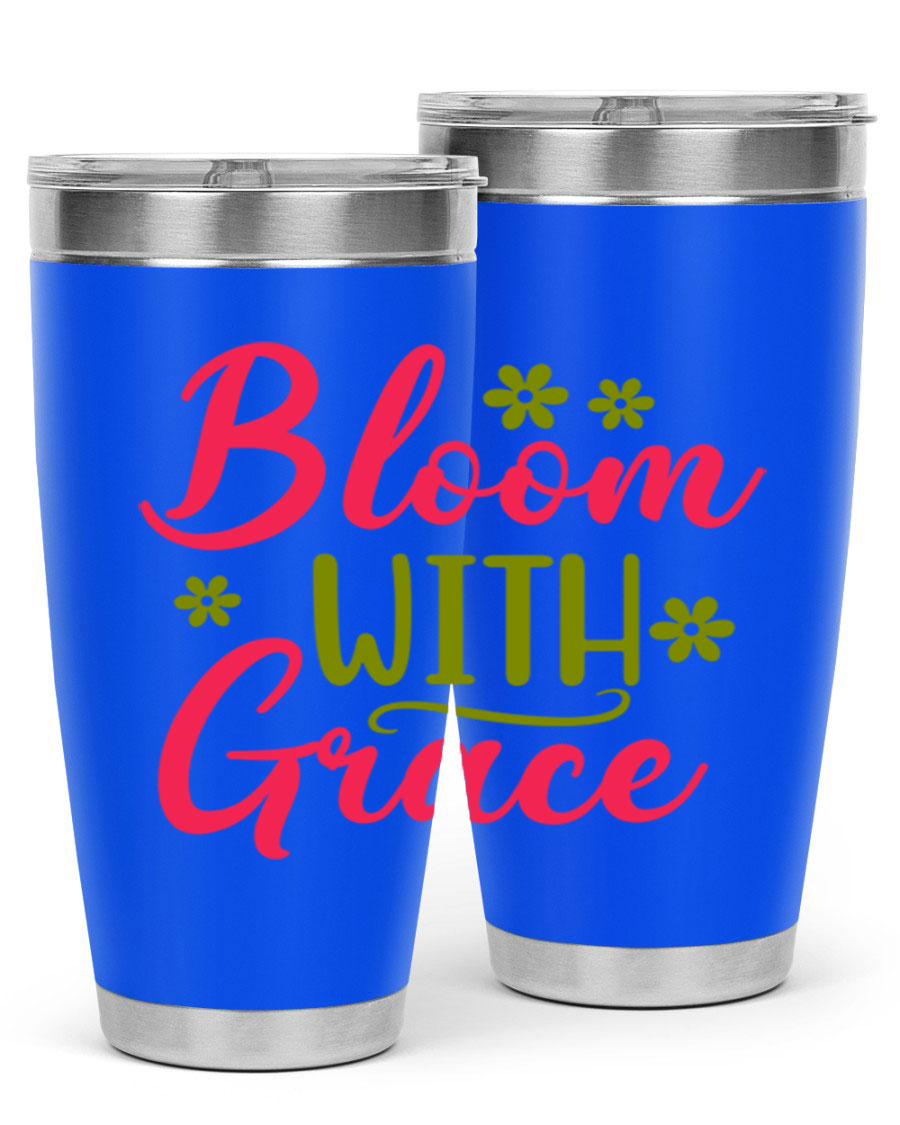 Bloom With Grace 20oz Tumbler featuring double wall vacuum stainless steel and a stylish design, perfect for hot and cold beverages.