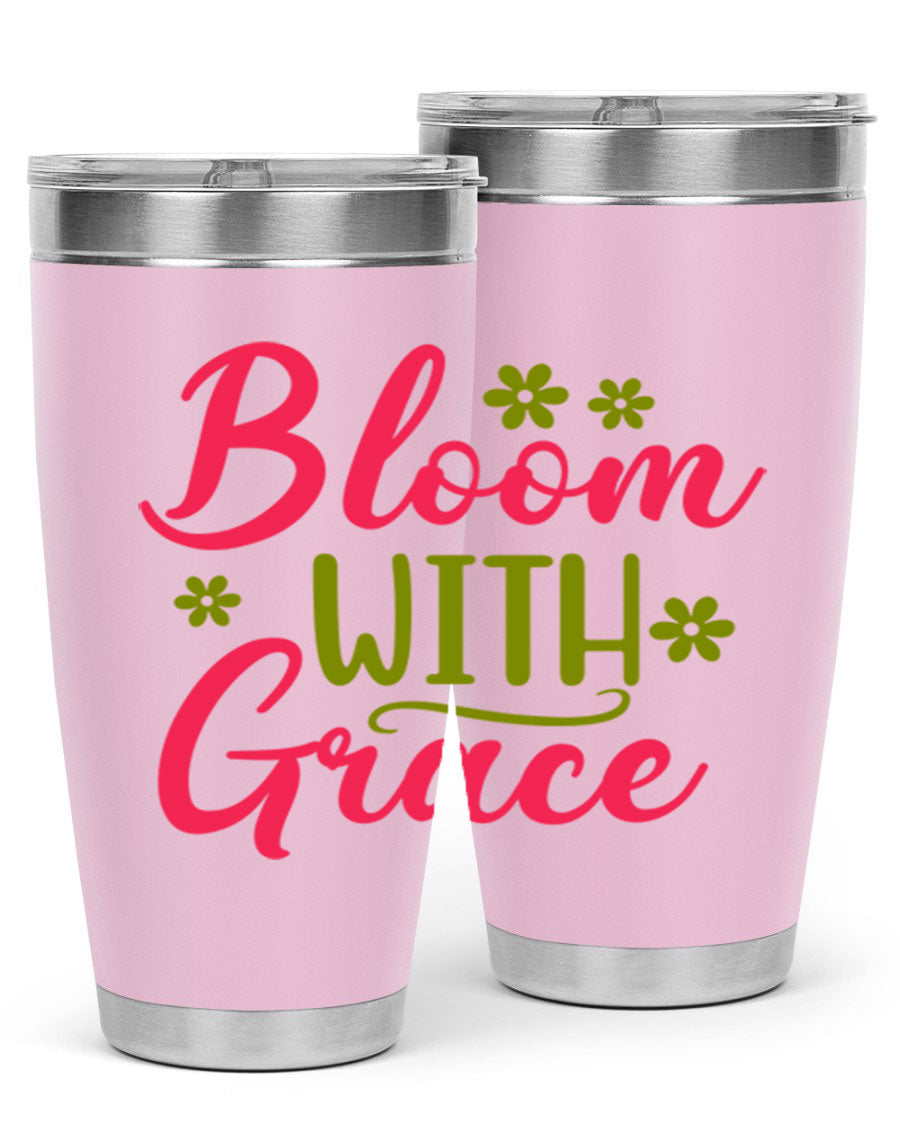 Bloom With Grace 20oz Tumbler featuring double wall vacuum stainless steel and a stylish design, perfect for hot and cold beverages.