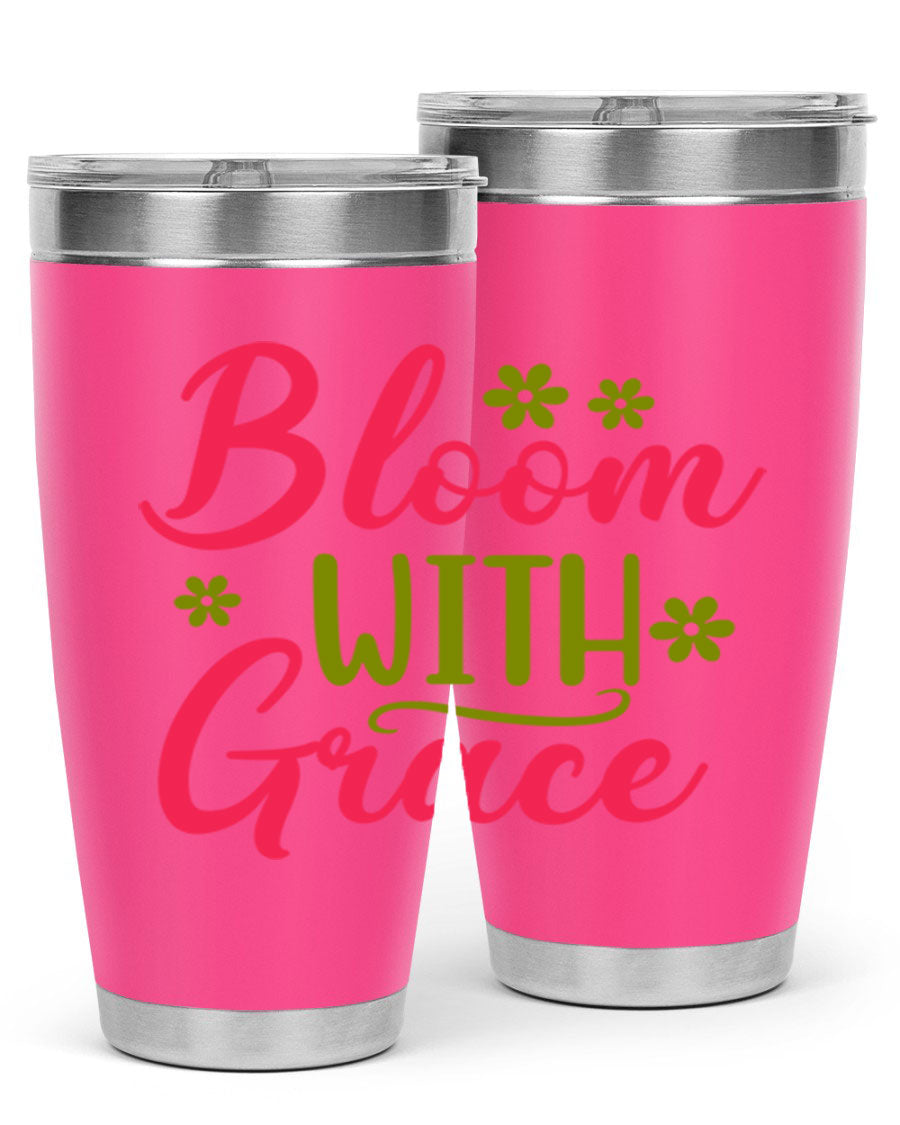 Bloom With Grace 20oz Tumbler featuring double wall vacuum stainless steel and a stylish design, perfect for hot and cold beverages.