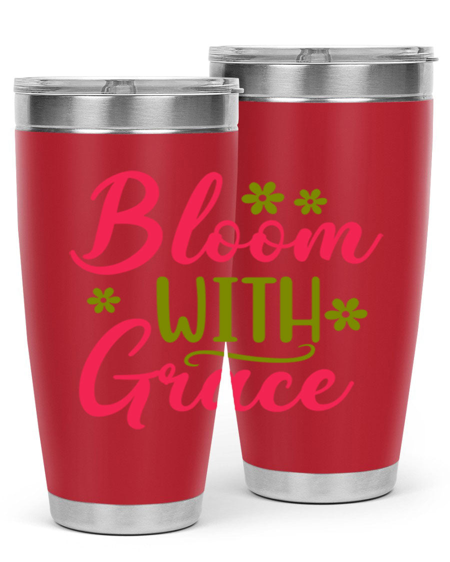 Bloom With Grace 20oz Tumbler featuring double wall vacuum stainless steel and a stylish design, perfect for hot and cold beverages.