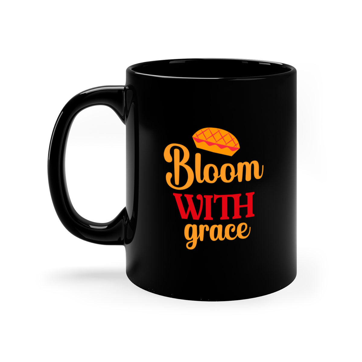 Bloom with Grace 81# Mug featuring a glossy finish, colored handle, and interior, available in five vibrant colors.