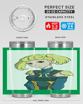 A stylish tumbler featuring a blonde girl in a royal dress, showcasing its double wall vacuum stainless steel design.