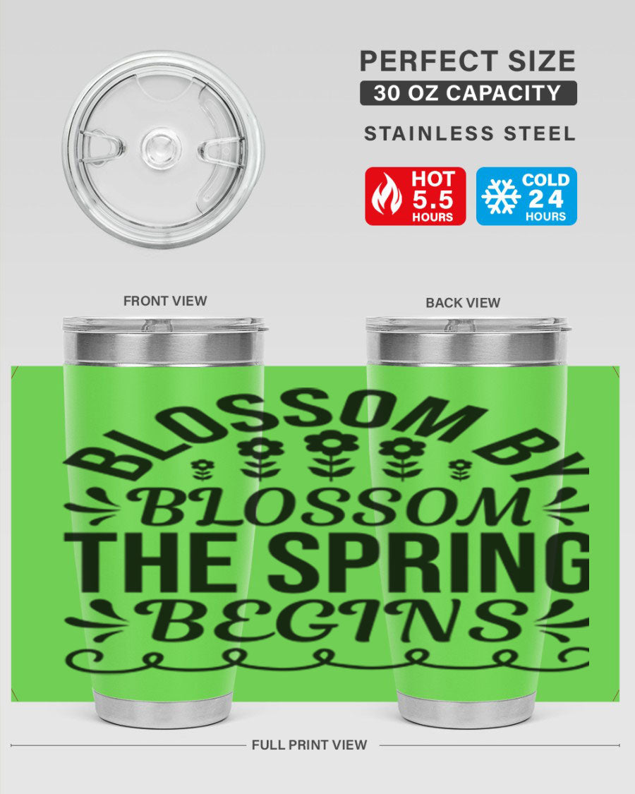 Blossom by Blossom the Spring 20oz Tumbler featuring double wall vacuum stainless steel design with a vibrant floral print.