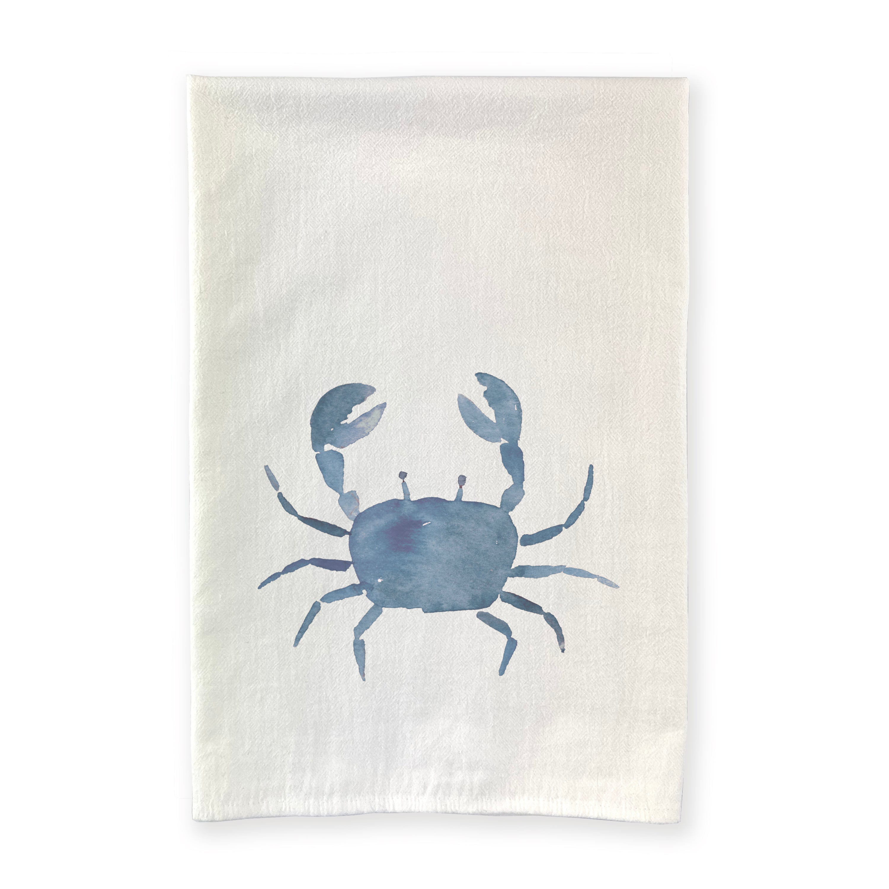 Blue Crab Cotton Tea Towel featuring a vibrant crab design on absorbent fabric, perfect for kitchen use.