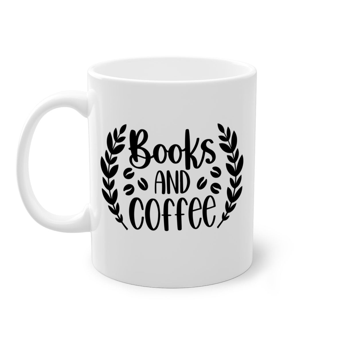 Books and Coffee Mug featuring a glossy finish, colored handle, and interior, available in five vibrant colors.