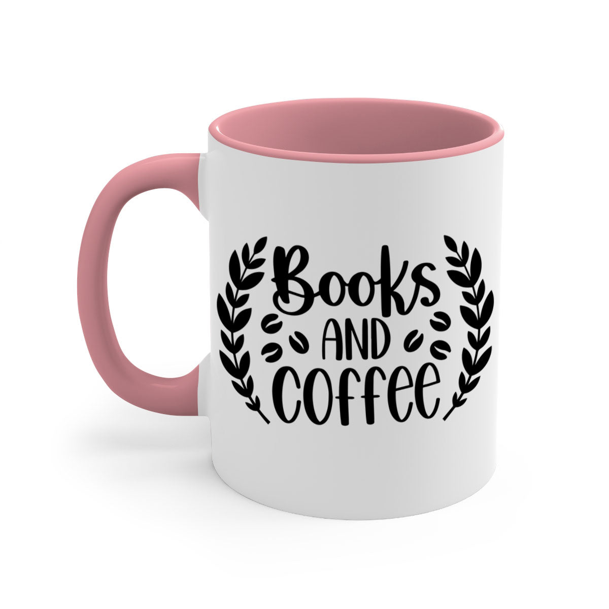 Books and Coffee Mug featuring a glossy finish, colored handle, and interior, available in five vibrant colors.