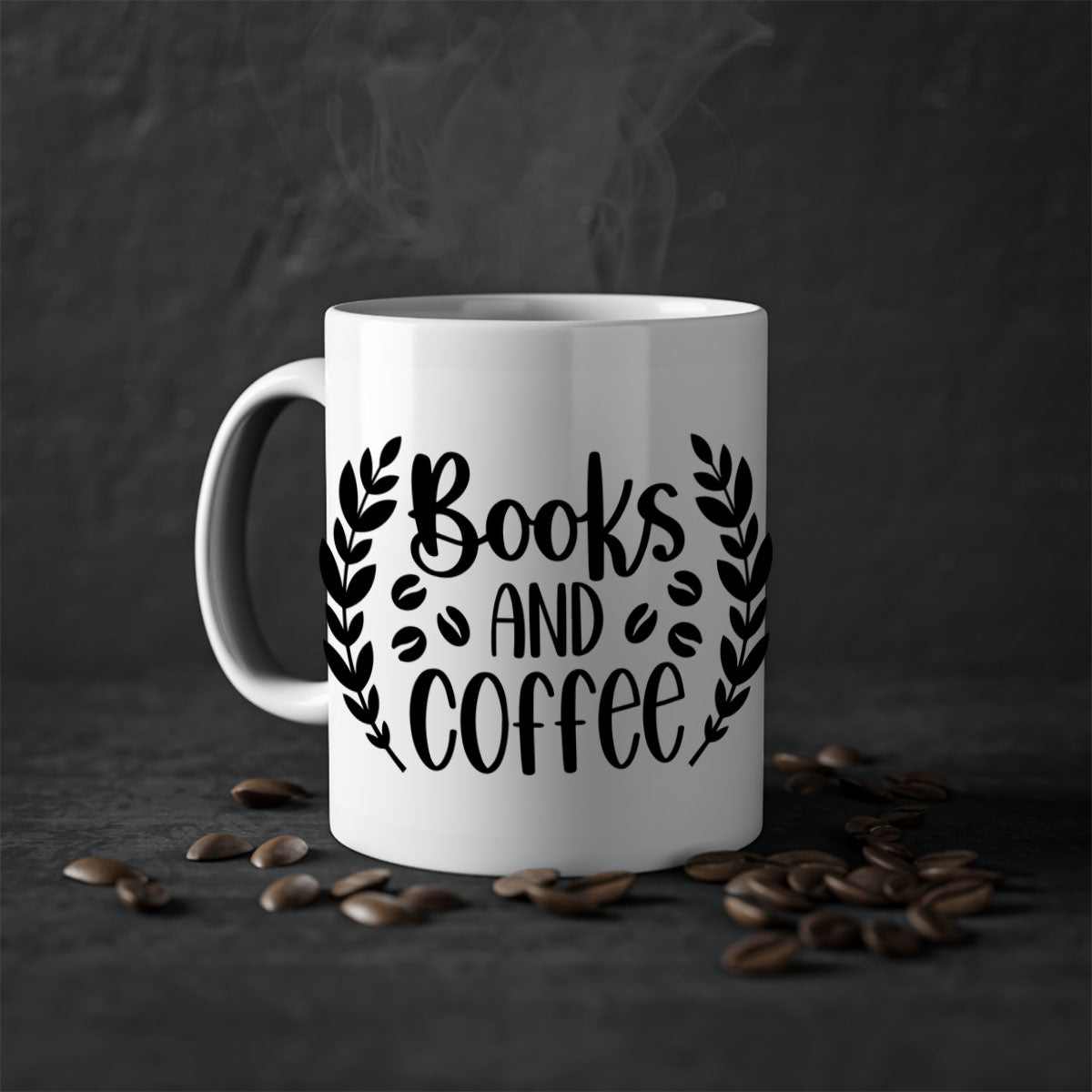 Books and Coffee Mug featuring a glossy finish, colored handle, and interior, available in five vibrant colors.
