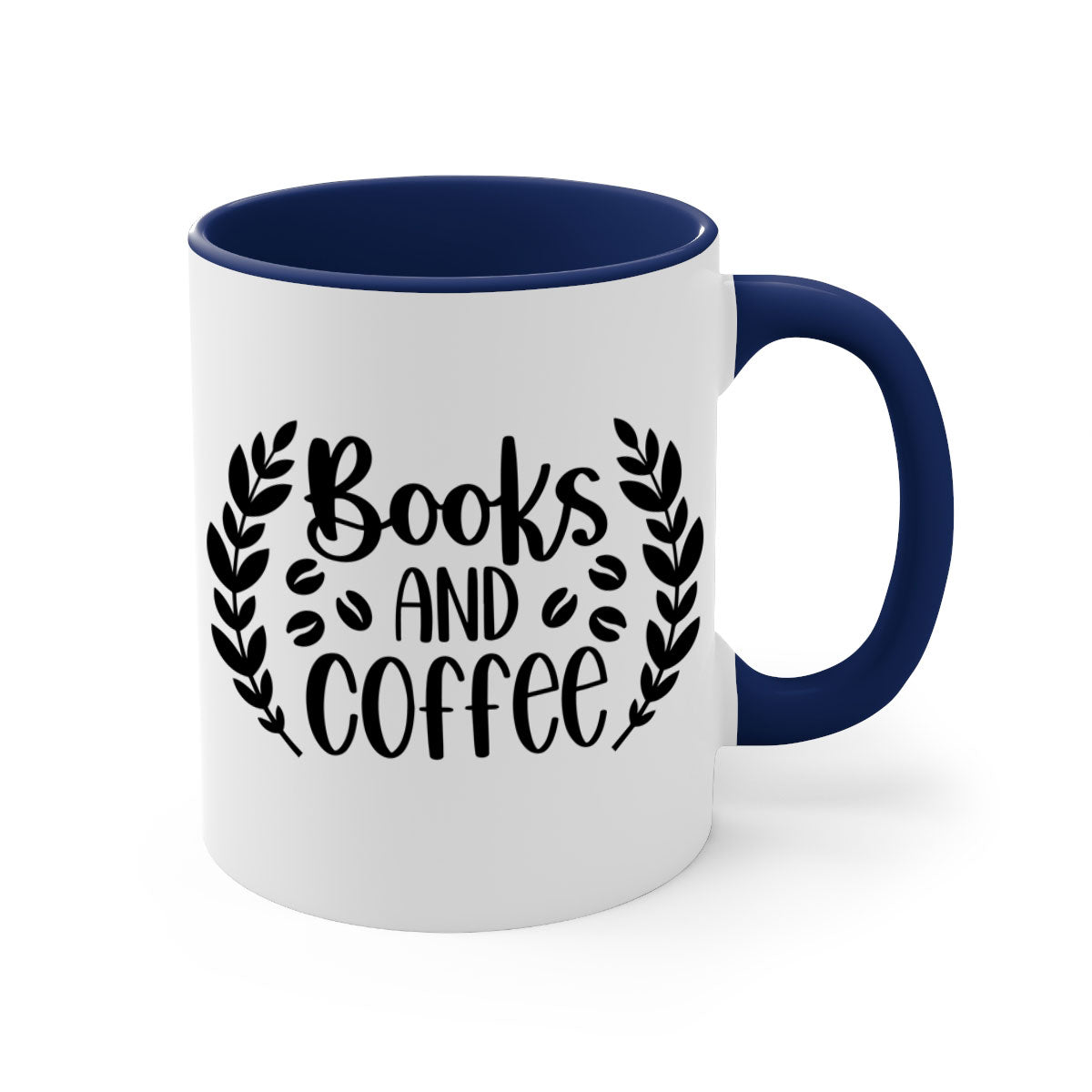 Books and Coffee Mug featuring a glossy finish, colored handle, and interior, available in five vibrant colors.